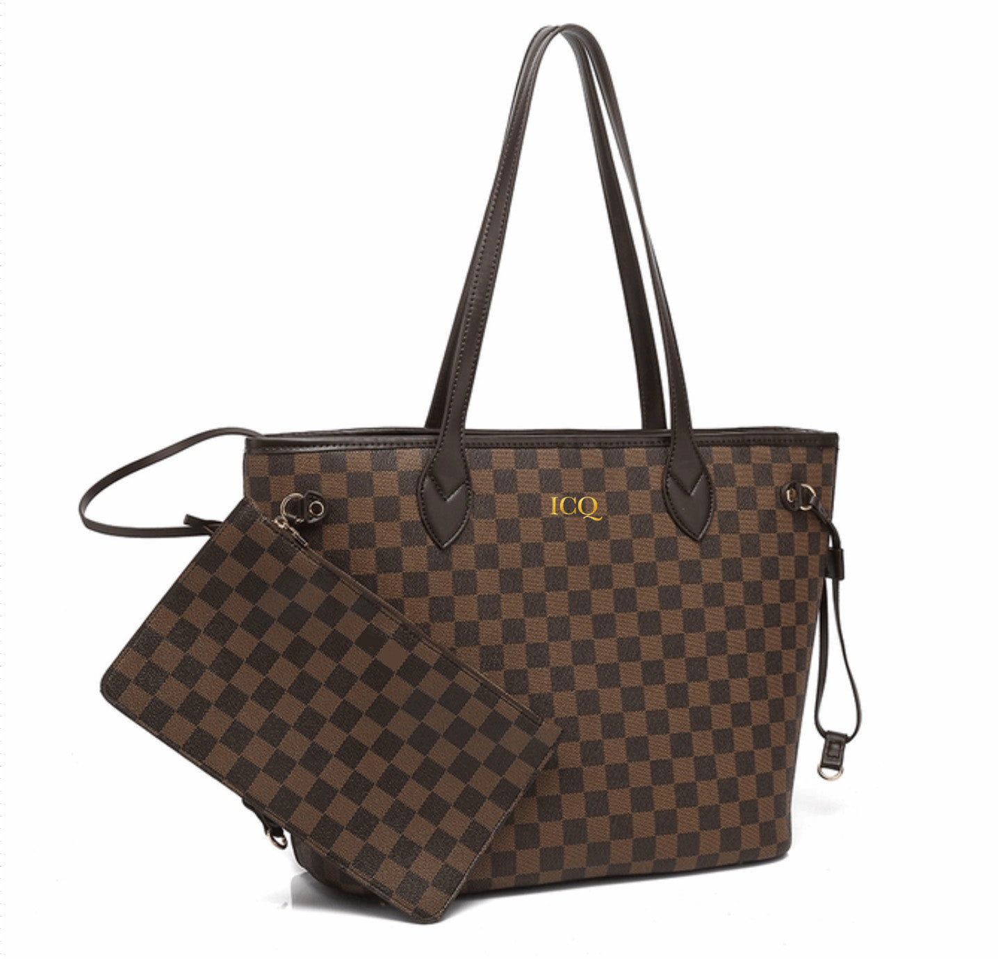 The Louis tote - Brown personalised checkered tote bag – Hudson