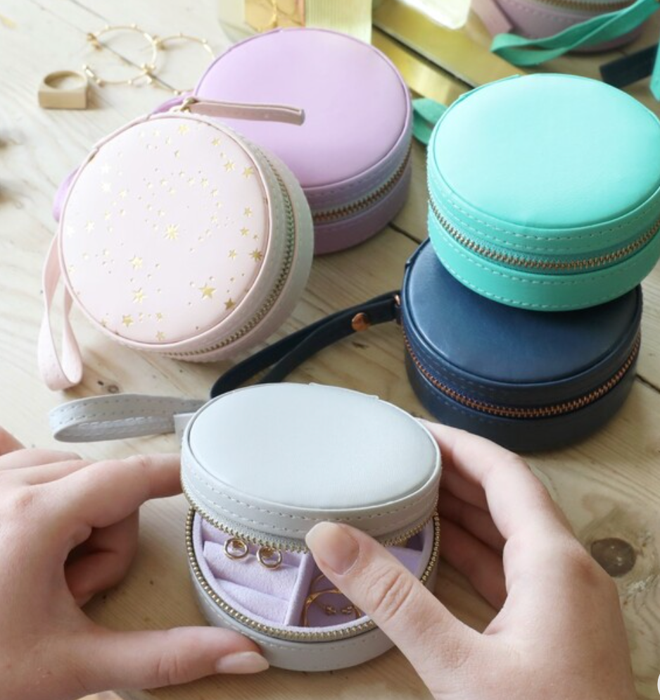 Personalised Small Round Travel Jewellery Case Hudson Blu Designs